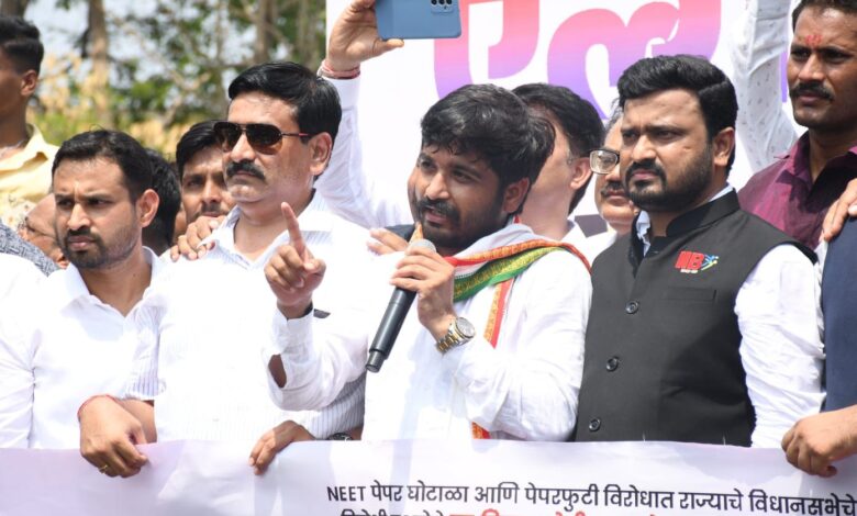 IMG 20240614 WA0041 NEET परीक्षेतील घोट्याळ्या विरोधात नांदेडात युवक काँग्रेसतर्फे विद्यार्थी एल्गार मोर्चा - NNL