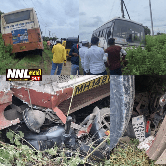 Accident himayatnagar ; एस टी महामंडळ बससमोर दुचाकी आल्याने हिमायतनगर शहराजवळ घडला अपघात -NNL