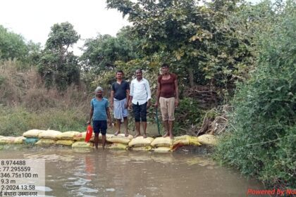d35a42c2 1032 48bf ba1e dfa1e14d8b48 forest dam at Osmannagar : सरपंच सौ.शोभाबाई शेषेराव काळम यांच्या पुढाकारातून उस्माननगर येथे वनराई बंधारा -NNL