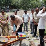 IMG 20250801 WA0005 Vishnupuri ; विष्णुपुरी येथील पशुवैद्यकीय दवाखाना छत बांधकामाचा शुभारंभ