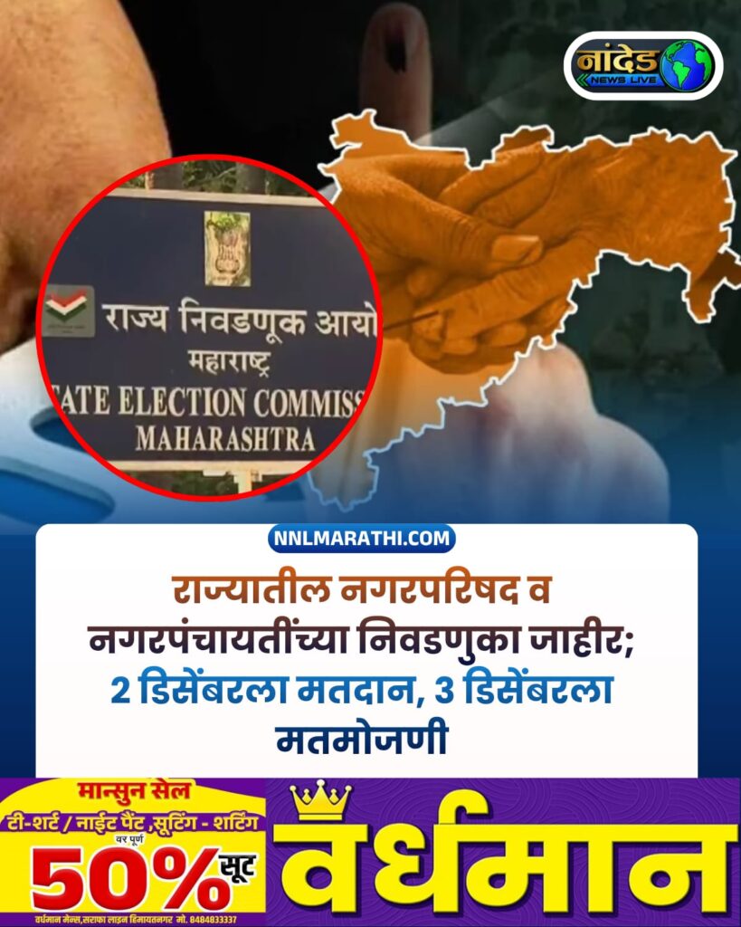 Voting : 246 नगरपरिषदा, 42 नगरपंचायतींसाठी 2 डिसेंबरला मतदान, 3 डिसेंबरला निकाल